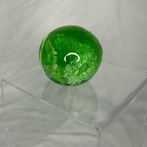 Vintage Green Glass Calla Lily Paper Weight